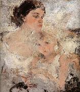Nikolay Fechin Artist-s Wife and his daughter oil on canvas